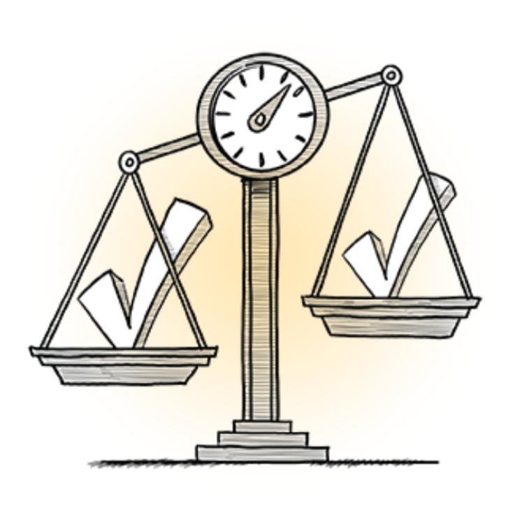 Illustration of weighing scales containing tick marks